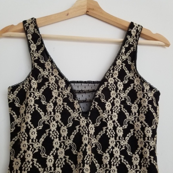 New Intimately Free People Black and Gold Strapless Embroidered Mini Dress XS - Picture 4 of 7